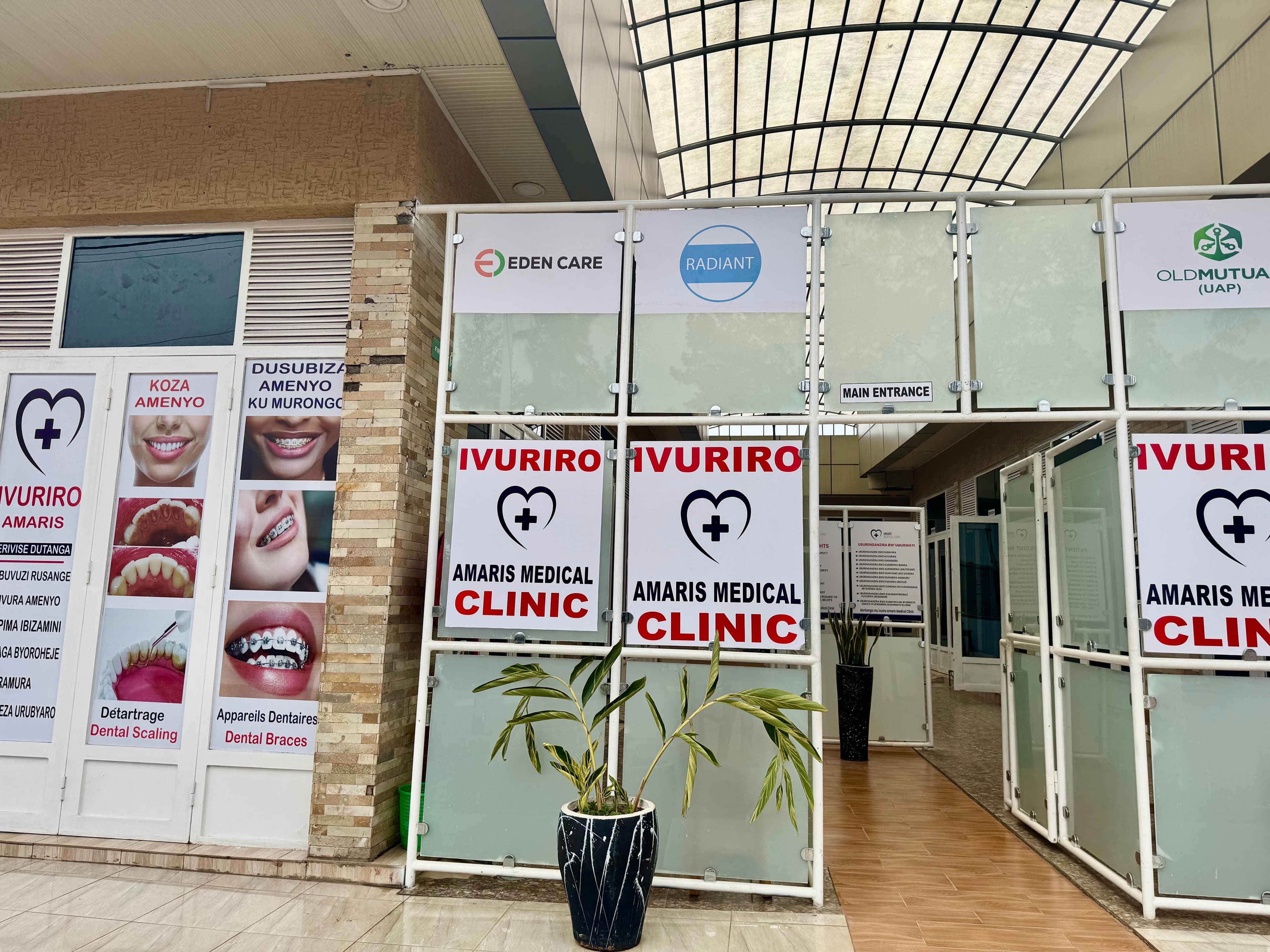 Insurance partner signage at the Amaris Medical Clinic entrance
